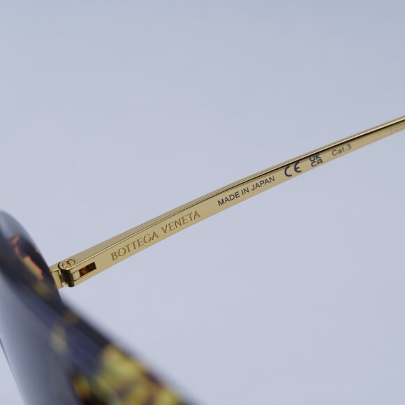Bottega Veneta BV1273S 005 Sunglasses Havana Gold Geometric Frame, Grey Lenses main image 12